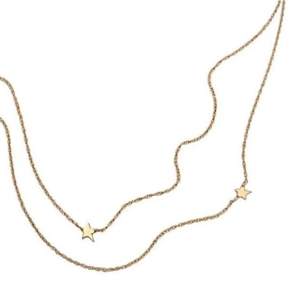 Jennifer Zeuner Gold Star Double Necklace Nwt